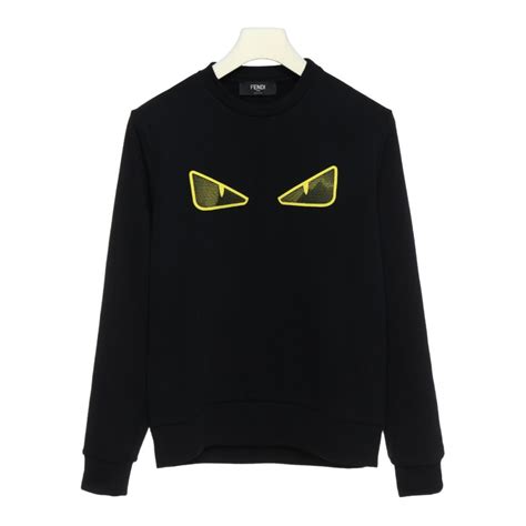 fendi sweatshirt with net fluo yellow edges eyes applique|Sweatshirts .